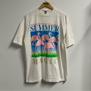 Vintage Summer Magic Flamingo Tshirt White XL Wildlife Nature
